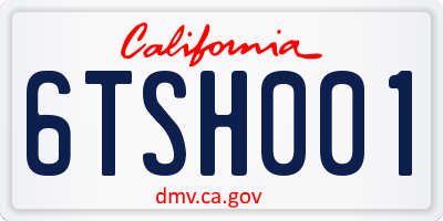 CA license plate 6TSH001