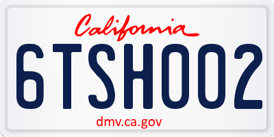 CA license plate 6TSH002