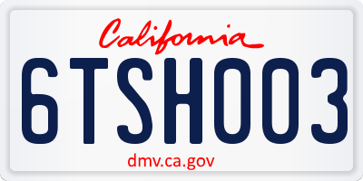 CA license plate 6TSH003