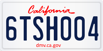 CA license plate 6TSH004