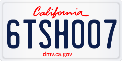 CA license plate 6TSH007