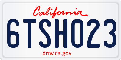 CA license plate 6TSH023