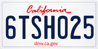 CA license plate 6TSH025