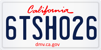 CA license plate 6TSH026
