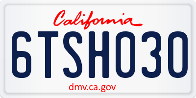 CA license plate 6TSH030
