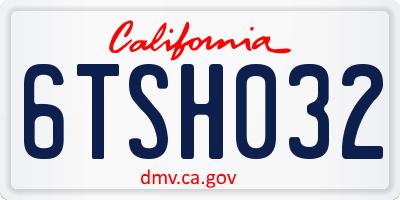 CA license plate 6TSH032