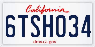 CA license plate 6TSH034