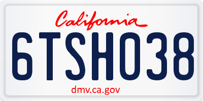 CA license plate 6TSH038