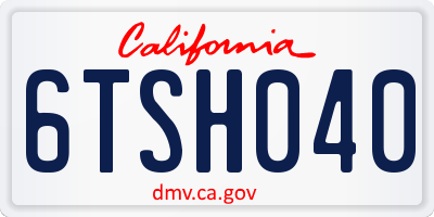 CA license plate 6TSH040
