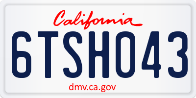 CA license plate 6TSH043