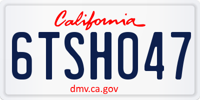 CA license plate 6TSH047
