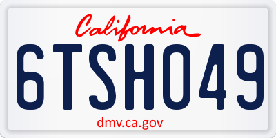 CA license plate 6TSH049