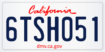 CA license plate 6TSH051