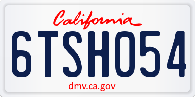 CA license plate 6TSH054