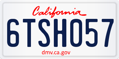 CA license plate 6TSH057