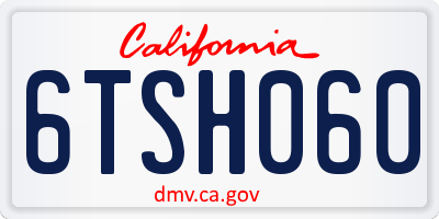CA license plate 6TSH060