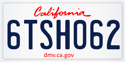CA license plate 6TSH062