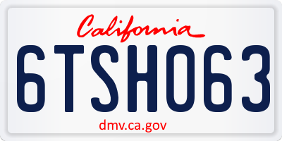 CA license plate 6TSH063