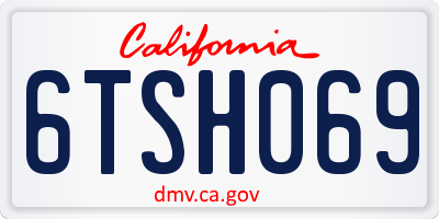 CA license plate 6TSH069