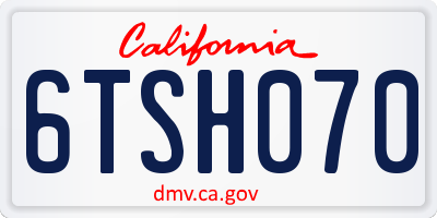 CA license plate 6TSH070