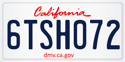 CA license plate 6TSH072
