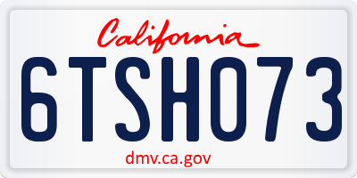 CA license plate 6TSH073