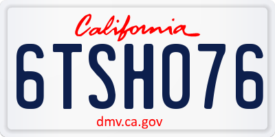 CA license plate 6TSH076