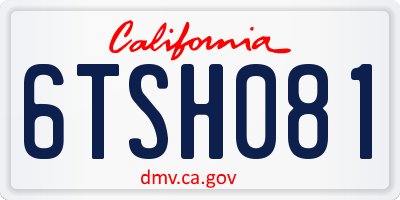 CA license plate 6TSH081