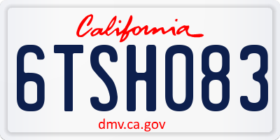 CA license plate 6TSH083