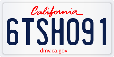 CA license plate 6TSH091