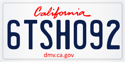 CA license plate 6TSH092