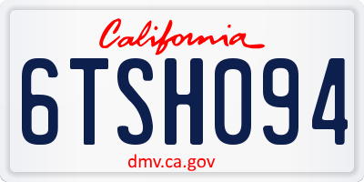 CA license plate 6TSH094