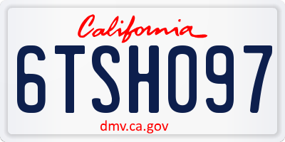 CA license plate 6TSH097