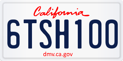 CA license plate 6TSH100
