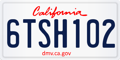 CA license plate 6TSH102