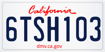 CA license plate 6TSH103