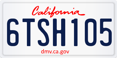 CA license plate 6TSH105