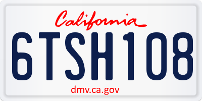 CA license plate 6TSH108