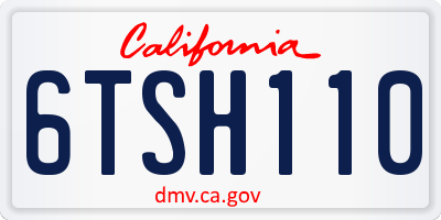CA license plate 6TSH110