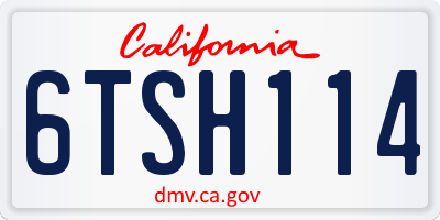 CA license plate 6TSH114