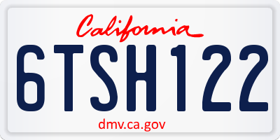 CA license plate 6TSH122