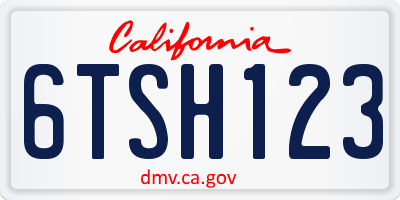 CA license plate 6TSH123