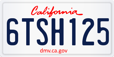 CA license plate 6TSH125