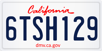 CA license plate 6TSH129