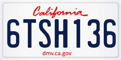 CA license plate 6TSH136