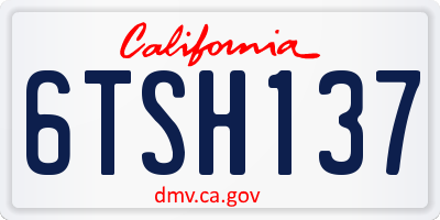 CA license plate 6TSH137