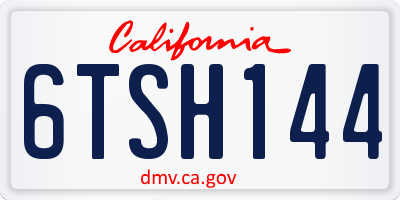 CA license plate 6TSH144