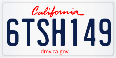 CA license plate 6TSH149