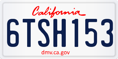 CA license plate 6TSH153