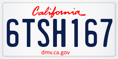 CA license plate 6TSH167